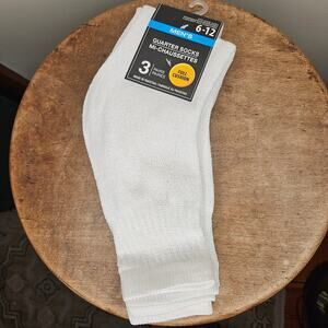 NWT! Greenbrier Men's 3 Pack Quarter Socks, White, Sz 6-12